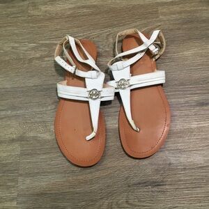 Tommy Hilfiger White and Tan Sandals